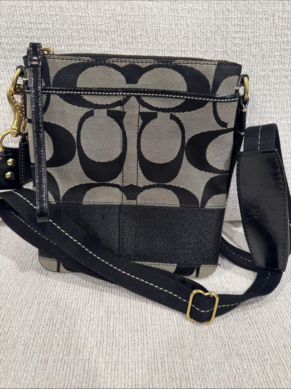 Coach Black & Cream Signature Crossbody Bag